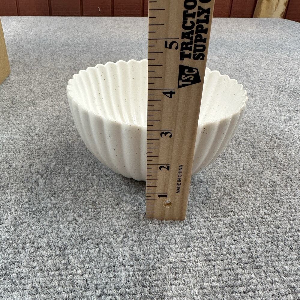 WENSHUO Daisy Bowls Set of 4 Nacre White Ceramic 5.5” Speckled Floral Ice Cream - Picture 8 of 12